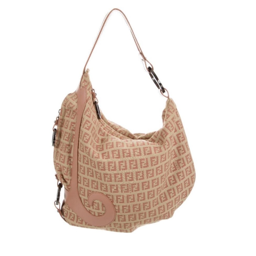 Auth Rare Fendi Zucca Hobo FF Monogram Bag Pink